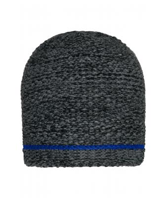 Unisex Coarse Knitted Beanie Zwart-melange/royal 11444