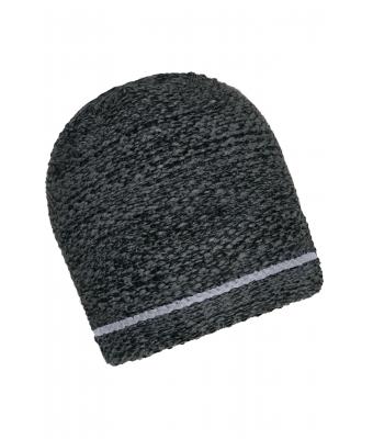 Unisex Coarse Knitted Beanie Zwart-melange/zilver 11444