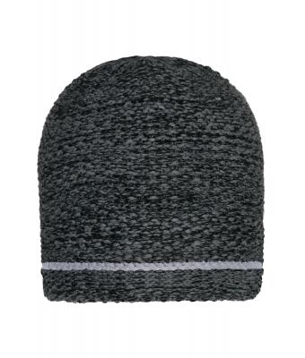 Unisex Coarse Knitted Beanie Zwart-melange/zilver 11444