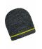 Unisex Coarse Knitted Beanie Zwart-melange/geel 11444