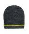 Unisex Coarse Knitted Beanie Zwart-melange/geel 11444