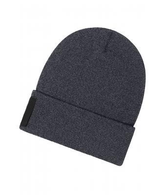 Unisex Beanie with Patch (10cm x 5cm)- Thinsulate Donkergrijs-melange 11500