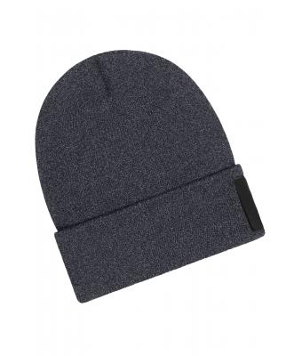 Unisex Beanie with Patch (10cm x 5cm)- Thinsulate Donkergrijs-melange 11500