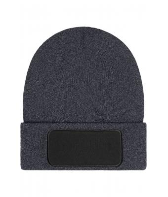 Unisex Beanie with Patch (10cm x 5cm)- Thinsulate Donkergrijs-melange 11500