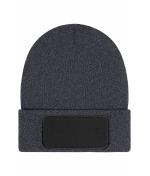 Unisex Beanie with Patch (10cm x 5cm)- Thinsulate Donkergrijs-melange 11500