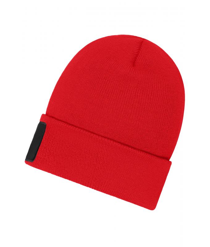 Unisex Beanie with Patch (10cm x 5cm)- Thinsulate Rood 11500