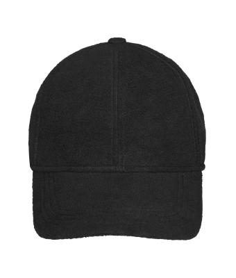 Unisex 6 Panel Fleece Cap with Earflaps Black 7800