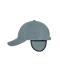 Unisex 6 Panel Fleece Cap with Earflaps Grey 7800