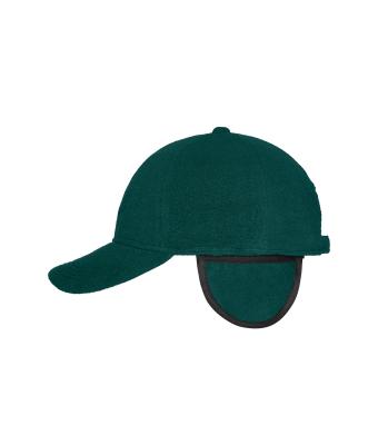 Unisex 6 Panel Fleece Cap with Earflaps Dark-green 7800
