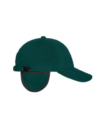 Unisex 6 Panel Fleece Cap with Earflaps Dark-green 7800