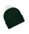 Unisexe Bonnet tricot à pompon Vert-foncé/blanc 7804