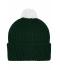 Unisexe Bonnet tricot à pompon Vert-foncé/blanc 7804