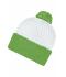 Unisexe Bonnet tricot à pompon Blanc/vert-citron 7804