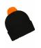 Unisexe Bonnet tricot à pompon Noir/orange 7804