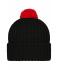 Unisexe Bonnet tricot à pompon Noir/rouge 7804