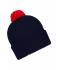 Unisexe Bonnet tricot à pompon Marine/rouge 7804