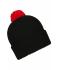 Unisex Knitted Cap with Pompon Black/red 7804
