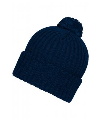Unisex Knitted Cap with Pompon Navy 7804