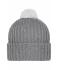 Unisex Knitted Cap with Pompon Donkergrijs/lichtgrijs 7804