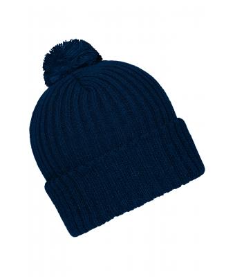 Unisex Knitted Cap with Pompon Navy 7804