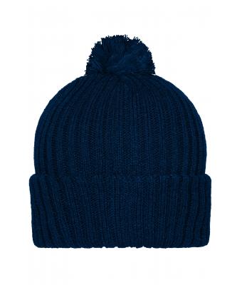 Unisex Knitted Cap with Pompon Navy 7804