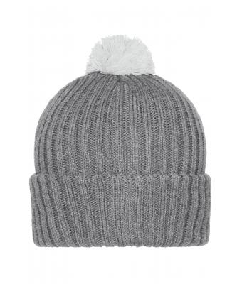Unisex Knitted Cap with Pompon Dark-grey/light-grey 7804
