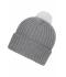 Unisex Knitted Cap with Pompon Donkergrijs/lichtgrijs 7804