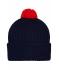 Unisex Knitted Cap with Pompon Navy/red 7804
