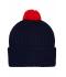 Unisex Knitted Cap with Pompon Navy/rood 7804