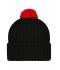 Unisex Knitted Cap with Pompon Zwart/rood 7804