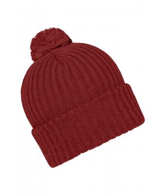 Unisex Knitted Cap with Pompon Burgundy 7804