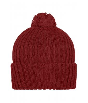 Unisex Knitted Cap with Pompon Burgundy 7804