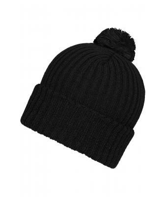Unisex Knitted Cap with Pompon Black 7804