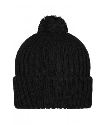 Unisex Knitted Cap with Pompon Black 7804
