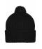 Unisex Knitted Cap with Pompon Black 7804