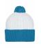 Unisex Knitted Cap with Pompon White/aqua 7804