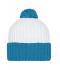 Unisex Knitted Cap with Pompon White/aqua 7804