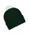 Unisex Knitted Cap with Pompon Donkergroen/wit 7804
