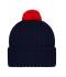 Unisex Knitted Cap with Pompon Navy/rood 7804