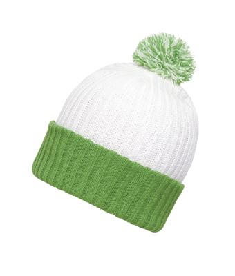 Unisex Knitted Cap with Pompon Wit/limegroen 7804