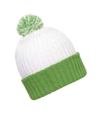 Unisex Knitted Cap with Pompon Wit/limegroen 7804