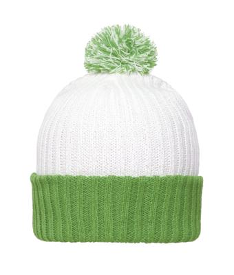 Unisex Knitted Cap with Pompon Wit/limegroen 7804