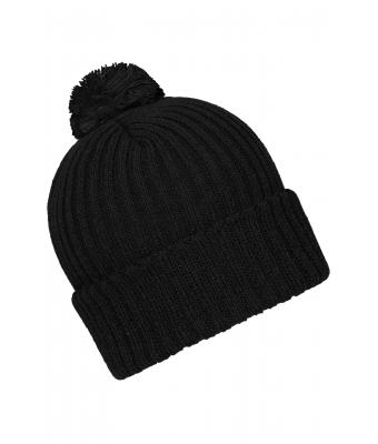 Unisex Knitted Cap with Pompon Zwart 7804