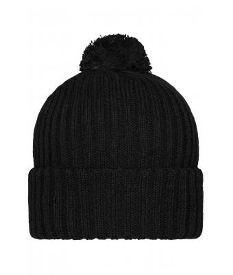 Unisex Knitted Cap with Pompon Zwart 7804