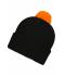 Unisex Knitted Cap with Pompon Zwart/oranje 7804