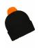 Unisex Knitted Cap with Pompon Zwart/oranje 7804