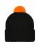 Unisex Knitted Cap with Pompon Zwart/oranje 7804