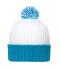 Unisex Knitted Cap with Pompon Wit/aqua 7804
