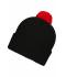 Unisex Knitted Cap with Pompon Zwart/rood 7804