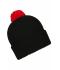 Unisex Knitted Cap with Pompon Zwart/rood 7804